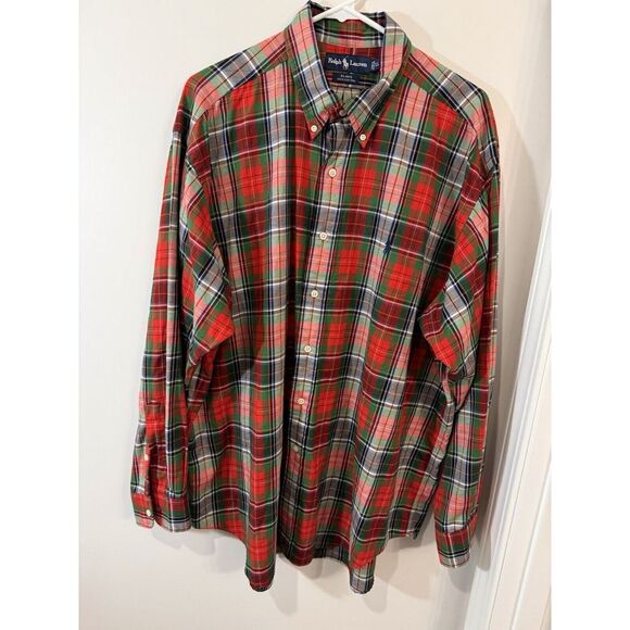Ralph Lauren Shirt Mens Extra Large Green Red Blue‎ Plaid Blake Button Down - Picture 1 of 9